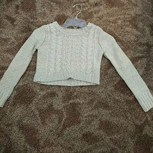 Gray Sweater w/ woven pattern on front